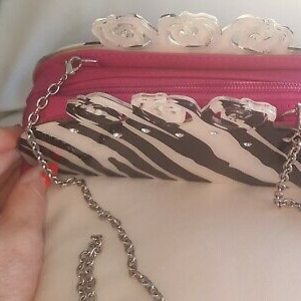 Black White Zebra Lucite Mini Evening Bag - Picture 5 of 8